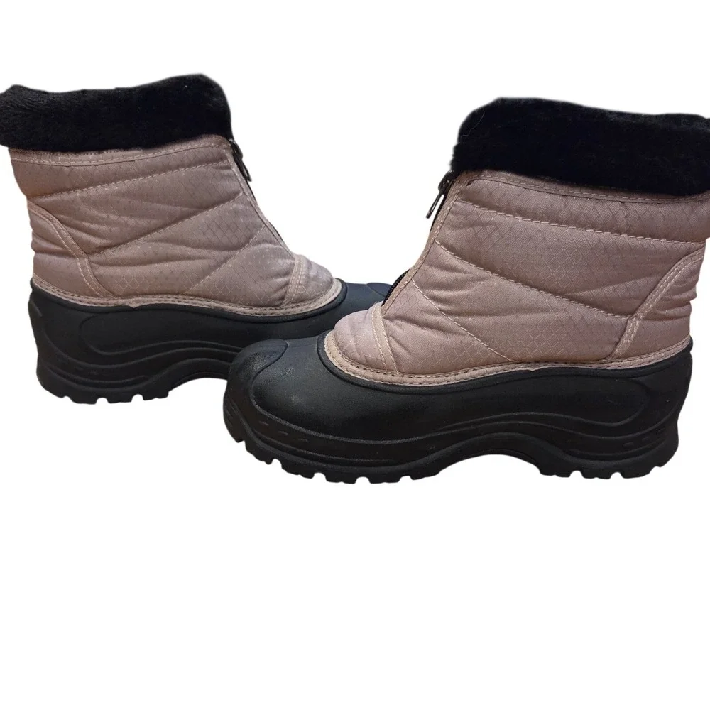 Northside Winter Snow Boots Women 7 Thermolite Insulated Zip Tan Black Preloved‎